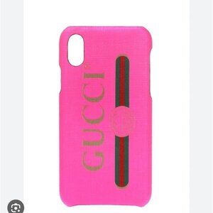 Gucci Authentic NWOB IPhone X/XS case in Fluorescent pink logo